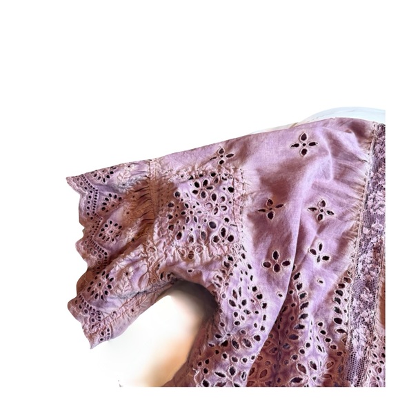 Magnolia Pearl Eyelet Rosemary Blouse Shirt Top Lace Bohemian Flowy One Size - Picture 9 of 14
